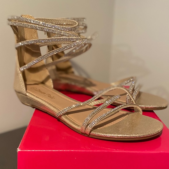 Dream Pairs Shoes - Dream Pairs Gold Rhinestone Strappy Sandal